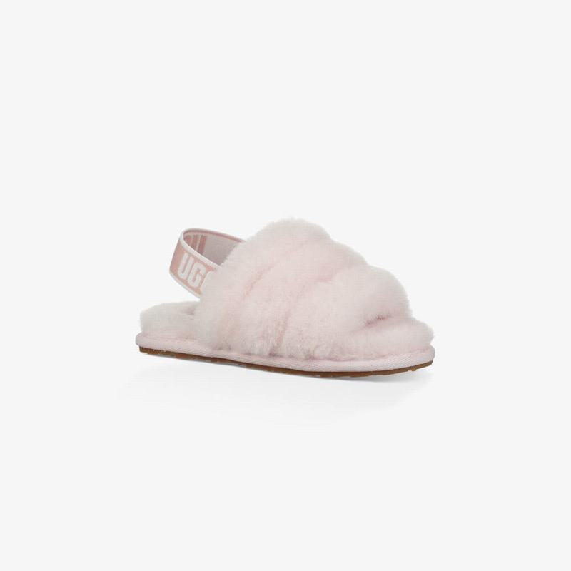 Chausson UGG Fluff Yeah Fille Grise Rose Soldes 525ODZHK